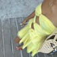 Robe de soirée courte en mousseline de soie jaune à taille dénudée nv4914