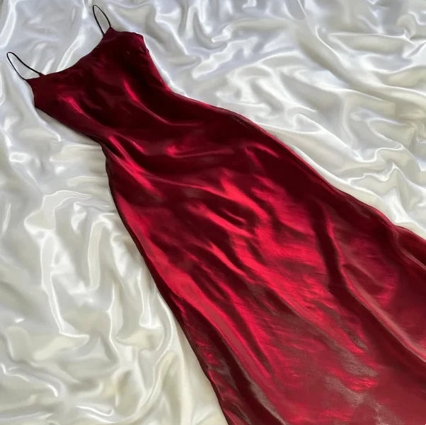 Burgunderrotes, modisches Spaghettiträger-Abendkleid mit langen Ärmeln und Meerjungfrau-Ausschnitt aus Tüll, langes Ballkleid, Partykleid, nv3574