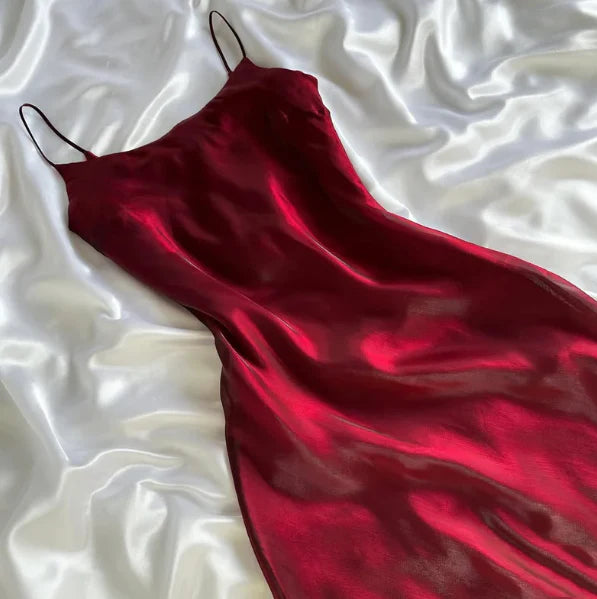 Burgunderrotes, modisches Spaghettiträger-Abendkleid mit langen Ärmeln und Meerjungfrau-Ausschnitt aus Tüll, langes Ballkleid, Partykleid, nv3574