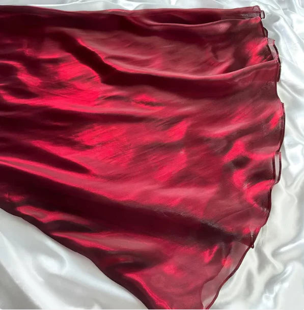 Burgunderrotes, modisches Spaghettiträger-Abendkleid mit langen Ärmeln und Meerjungfrau-Ausschnitt aus Tüll, langes Ballkleid, Partykleid, nv3574
