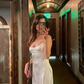 Weiß Einfarbig Mode Elegante Lange Satin Hochzeit Brautjungfer Kleid Gast Party Kleid Ballkleid Abendkleid Ballkleid nv3936