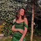 Green fashion satin long prom dress evening dress graduation dress nv72