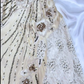 Robe de soirée courte en mousseline de soie jaune crème à fleurs et perles nv5134
