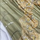 Robe de soirée longue en mousseline de soie et dentelle florale, verte, ornée de perles, nv5135