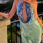 Robe de cocktail courte à paillettes bleu vert brillant NV5220
