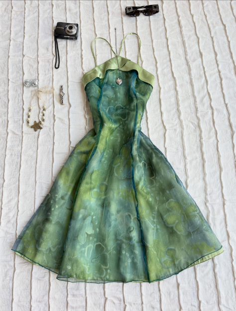 Robe de soirée élégante à bretelles spaghetti en mousseline de soie, robe de soirée courte à bretelles, mode verte, nv5398