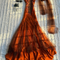 Robe de soirée longue en mousseline de soie orange avec perles exquises, robe de bal nv5399