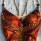 Robe de soirée longue en mousseline de soie orange avec perles exquises, robe de bal nv5399