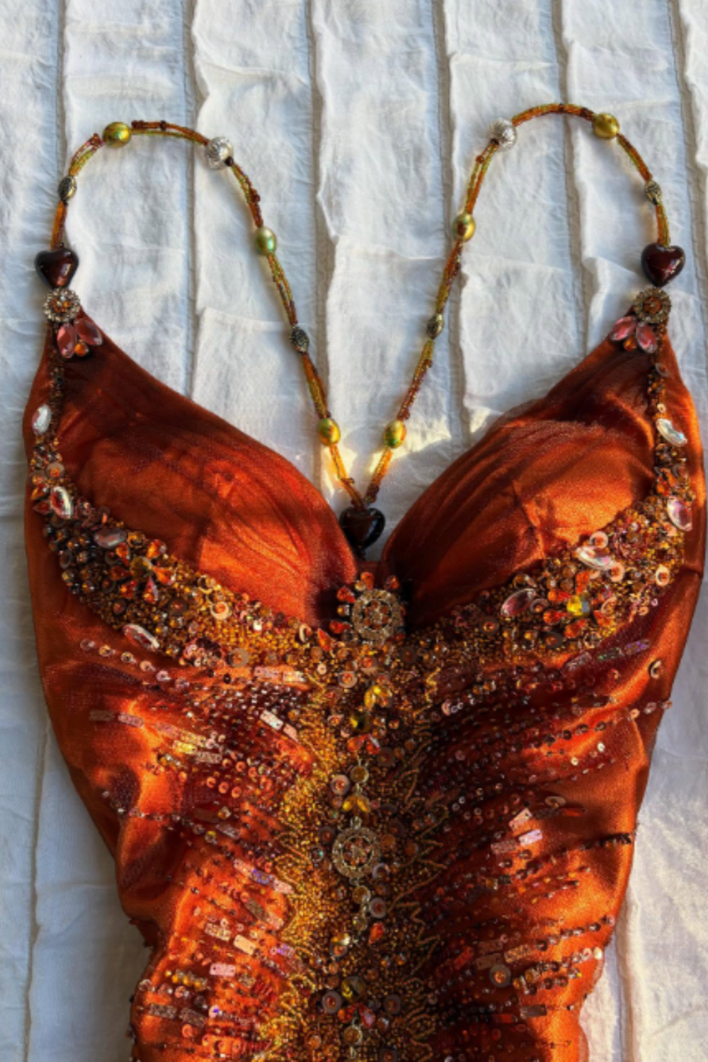 Robe de soirée longue en mousseline de soie orange avec perles exquises, robe de bal nv5399