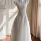 NiceVestidos - Robe courte de soirée, robe blanche longue à taille simple, nouveau style estival, bretelles sexy, grande taille, robe amincissante nv5546