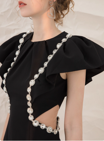 NiceVestidos-Kurzes Heimkehrkleid, schlichtes schwarzes Nischenlicht, Luxus-Abendkleid, Jahrestreffen, schwarzes Kleid, zierliches Bankettkleid, weiblich, nv5548