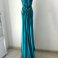 NiceVestidos--(Écharpe incluse) Robe de soirée longue en satin bleu-vert exquise, perlée à la main, longueur au sol, robe de bal, robe de banquet Nv5578