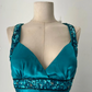NiceVestidos--(Écharpe incluse) Robe de soirée longue en satin bleu-vert exquise, perlée à la main, longueur au sol, robe de bal, robe de banquet Nv5578