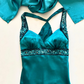 NiceVestidos--(Écharpe incluse) Robe de soirée longue en satin bleu-vert exquise, perlée à la main, longueur au sol, robe de bal, robe de banquet Nv5578