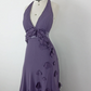 NiceVestidos - Lilafarbenes, langes Chiffon-Ballkleid mit Trägern und Blumenmuster, Nv5627