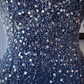NiceVestidos - Marineblaues, exquisites, perlenbesetztes, langes Chiffon-Ballkleid Nv5628