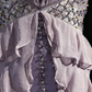 NiceVestidos - Robe de cérémonie longue en mousseline brodée, col licou, motif étoile lavande, perles cloutées, volants, NV5812