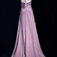 NiceVestidos - Robe de cérémonie longue en mousseline brodée, col licou, motif étoile lavande, perles cloutées, volants, NV5812