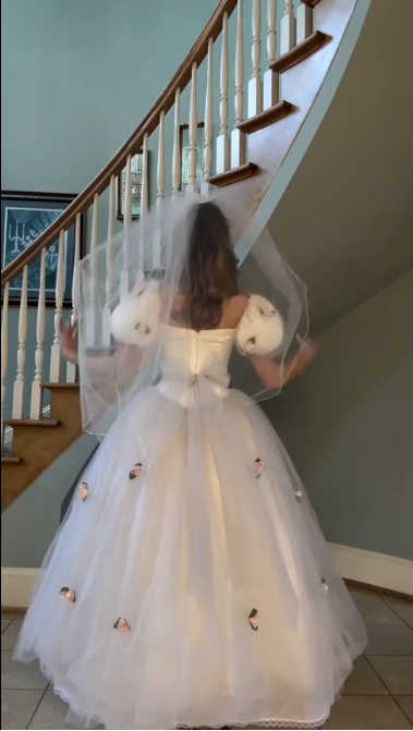 NiceVestidos--(Voile inclus)Robe de mariée simple longue en tulle à fleurs blanches et roses NV5828