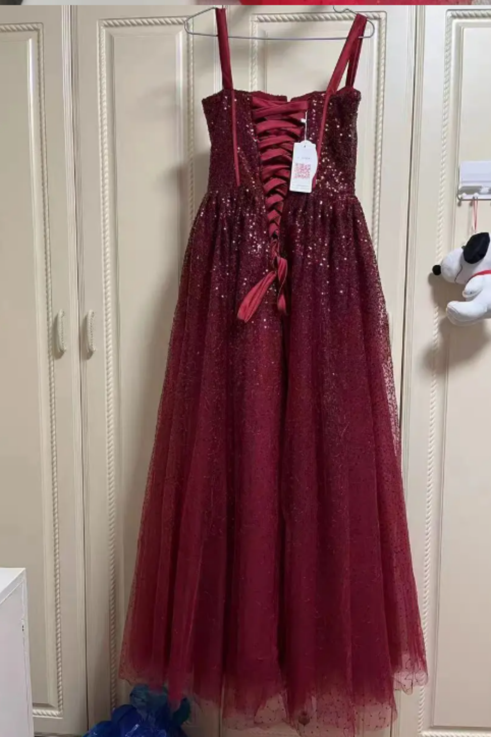 NiceVestidos - Robe de bal longue en tulle bordeaux à paillettes scintillantes NV5841