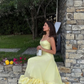 NiceVestidos - Robe de soirée midi élégante à fines bretelles et ourlet volanté, jaune clair, style français, NV5902