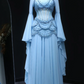 Fairy Luxury Court Style Hellblaues, perlenbesetztes, transparentes Abendkleid mit Schleppe – Hochzeits- und Ballkleid im Ozean-Stil NV6382