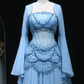 Fairy Luxury Court Style Hellblaues, perlenbesetztes, transparentes Abendkleid mit Schleppe – Hochzeits- und Ballkleid im Ozean-Stil NV6382