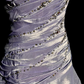 Purple exquisite pearl decoration retro long satin formal dress NV6612