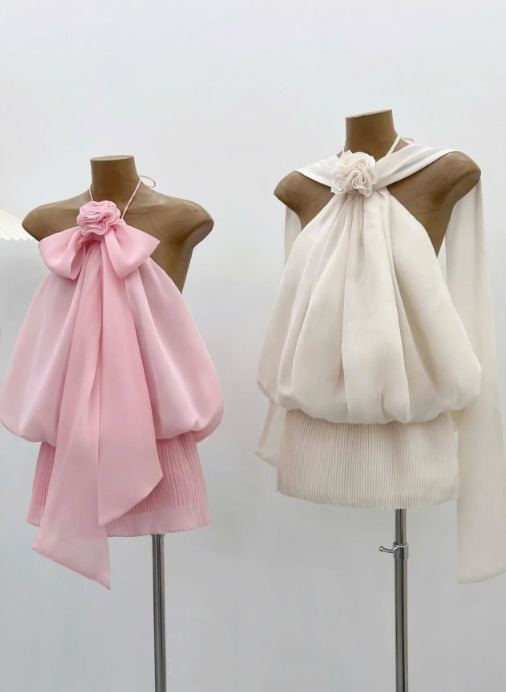 Robe de soirée courte en mousseline de soie, motif floral délicat, couleur champagne, robe de fête d'anniversaire, nv4104