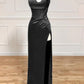 Red simple fashion sling tight spaghetti strap slit evening dress long prom dress graduation dress nv926