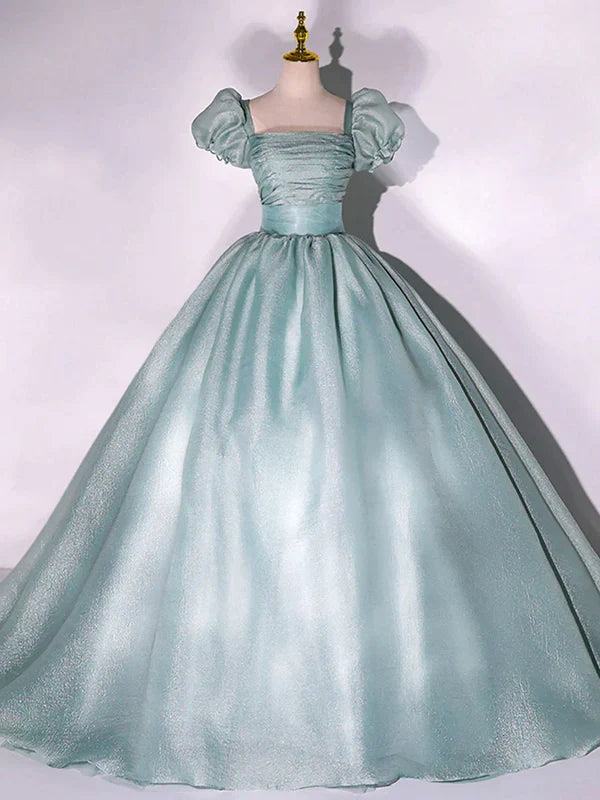 Grünes, einzigartiges, langes Ballkleid aus Tüll für süße 16-Jährige, Abendkleid nv2043