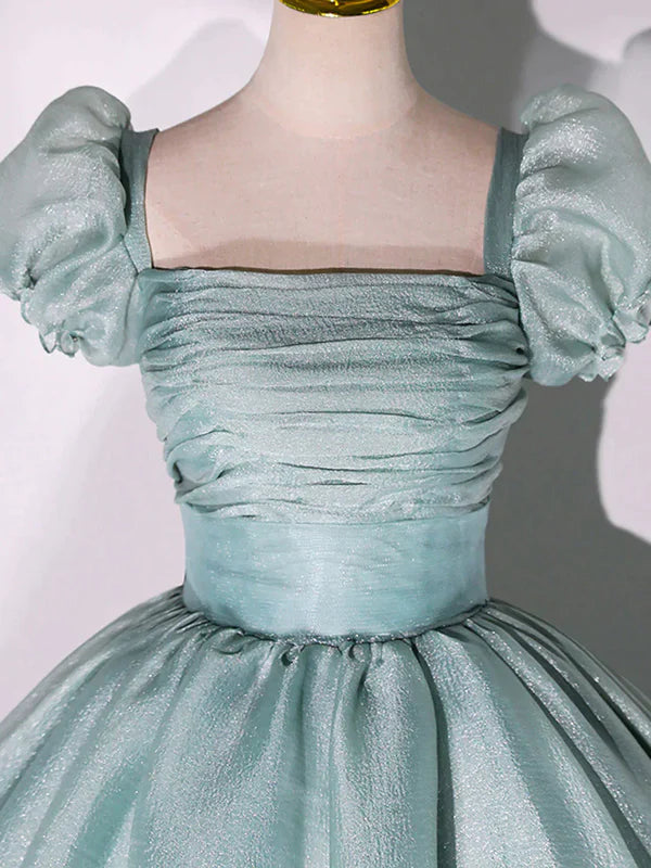 Grünes, einzigartiges, langes Ballkleid aus Tüll für süße 16-Jährige, Abendkleid nv2043