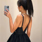 Robe de soirée courte en satin à col en V et dos nu, robe de remise de diplôme, robe d'anniversaire, nv2147
