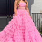 A-Linien-Ballkleid aus trägerlosem Korsett mit Glitzertüll und Rüschen nv1308