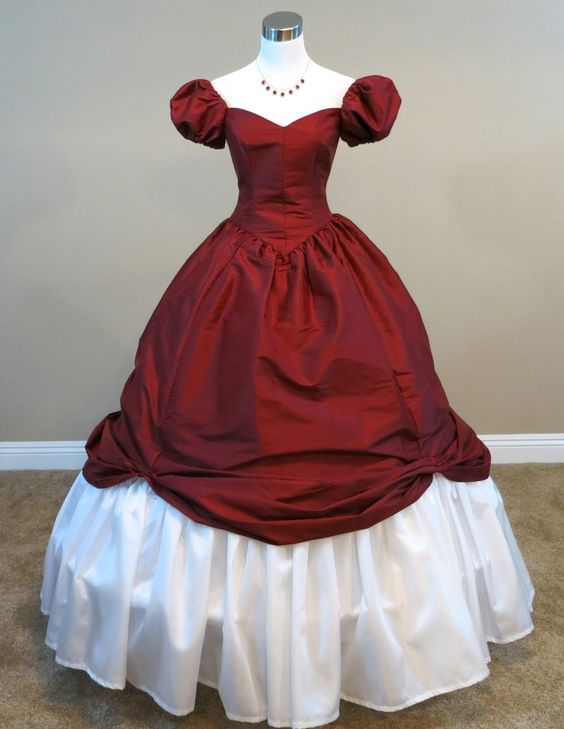 Robe de bal en satin blanc bordeaux à manches courtes Robe de princesse nv1205