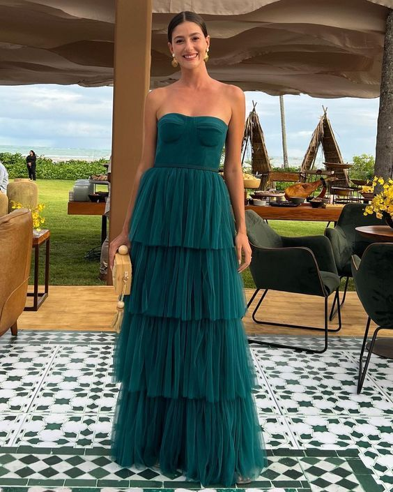 Dunkelgrünes langes Ballkleid Partykleid NV1160