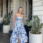 Strapless Print Floral Long Prom Dress Evening Gown nv1742