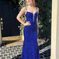 Robe de soirée longue à paillettes bleues nv1742