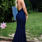 Sexy Meerjungfrau Neckholder Rückenfreies Langes Blaues Spitzen Ballkleid nv1267