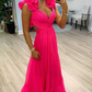 A-Linie Fuchsia Chiffon Lange Ballkleider nv1305