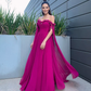 A-Linie/Elegant Chiffon Bodenlang Lange Ärmel Rüschen Off-the-Shoulder Ballkleider nv1304