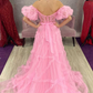 Prinzessin Rosa Off-the-Shoulder A-Linie Ballkleid mit Rüschen nv1309