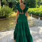 Robe de bal longue verte coupe A nv1182