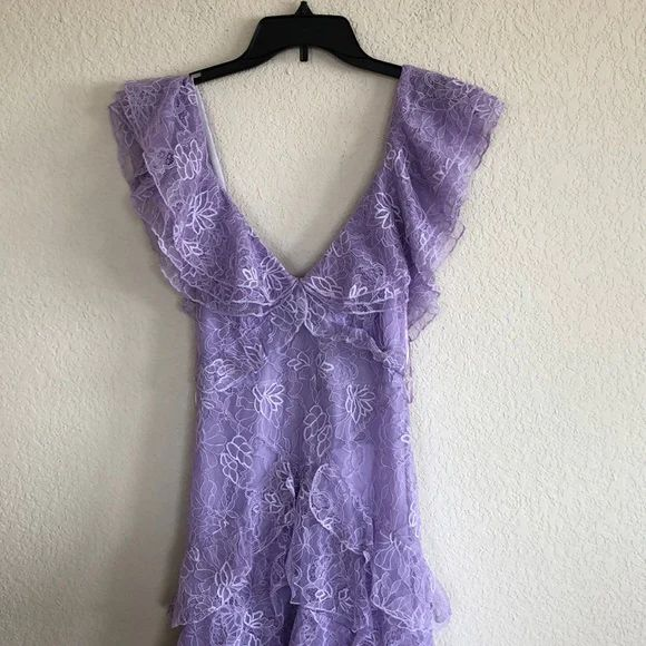 Lila Spitze Langes Ballkleid Abendkleid Partykleid nv1299