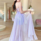 Langes Ballkleid aus violettem Tüll in A-Linie, formelles Abendkleid aus violettem Tüll nv1198