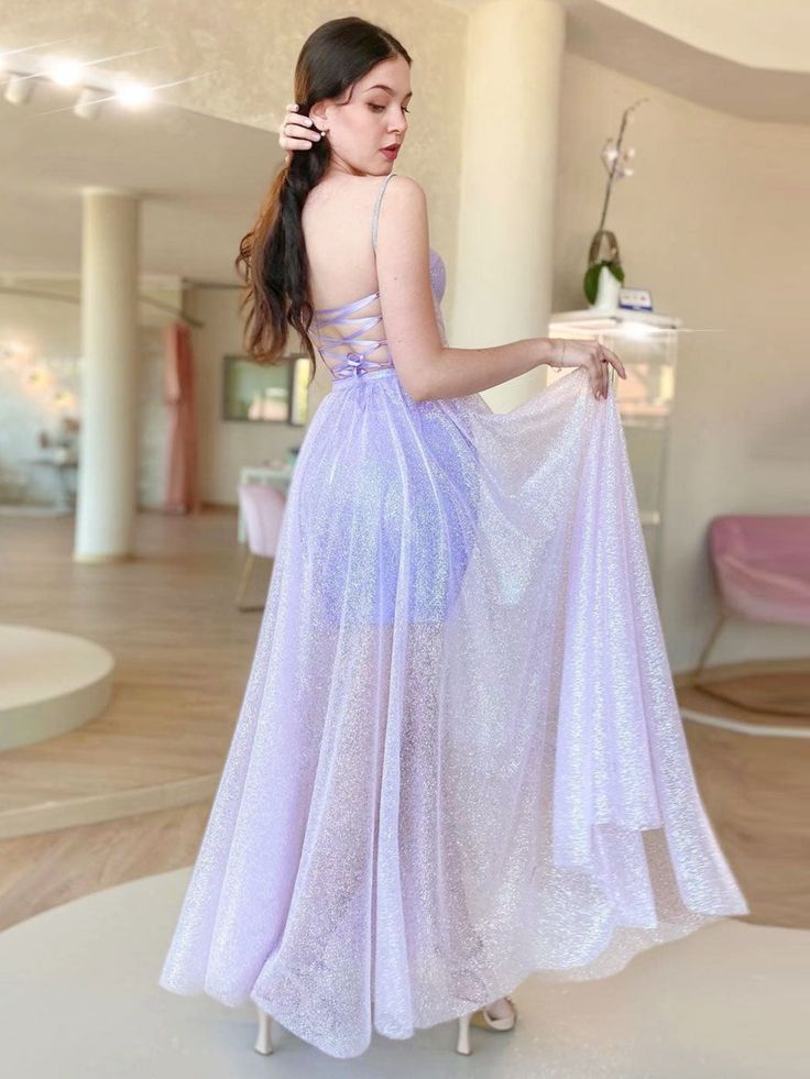 Langes Ballkleid aus violettem Tüll in A-Linie, formelles Abendkleid aus violettem Tüll nv1198