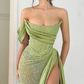 Bezauberndes schulterfreies A-Linien-Ballkleid mit Schlitz nv1062