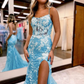 Etui-Spitzen-Ballkleid mit Spaghettiträgern, ärmellos, Meerjungfrauenkleid nv1066