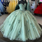 Grünes, exquisites, langes Zeremoniekleid für Erwachsene mit Applikationen, Ballkleid, Abendkleid, Sweet 16-Kleid, NV4213