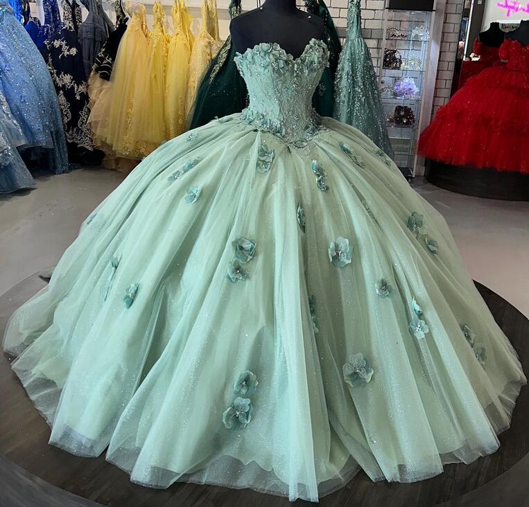 Grünes, exquisites, langes Zeremoniekleid für Erwachsene mit Applikationen, Ballkleid, Abendkleid, Sweet 16-Kleid, NV4213